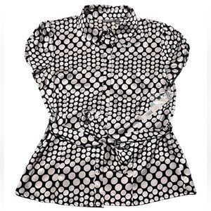 Apt. 9 Black and White Polka Dot Button Down Shirt